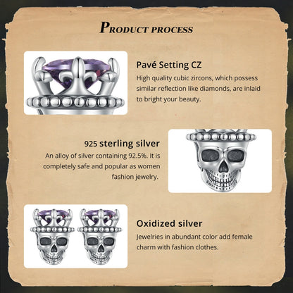 Retro King of Skull Stud Earrings Skeleton Earrings