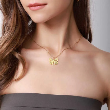 Fluttering Elegance Initial Necklace | Butterfly Necklace Initial Letter Necklace Alphabet Pendant