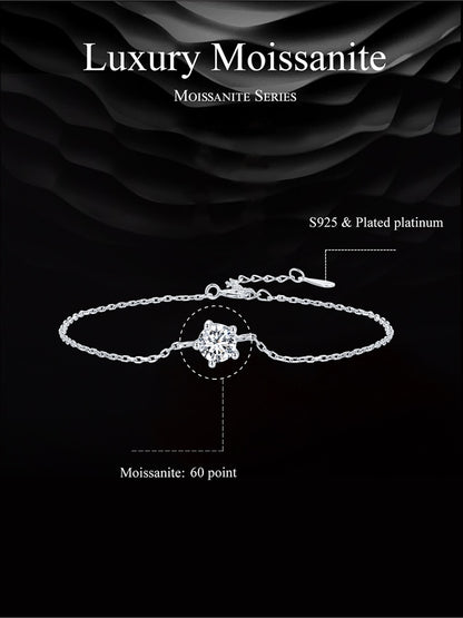 Moissanite Bracelet with 925 Sterling Silver Chain (0.6CT | 1CT) - Charmadise