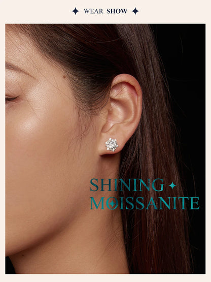 Moissanite Snowflake Stud Earrings (0.5 Carat, 925 Sterling Silver)