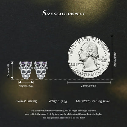 Retro King of Skull Stud Earrings Skeleton Earrings