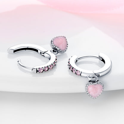 Pink Romantic Heart Pendant Earrings - Charmadise
