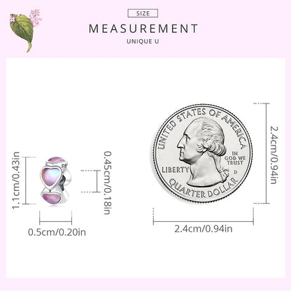 Pink Glass Heart Spacer Beads