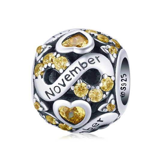 Infinite Love November Birthstone Bead Charm - Charmadise