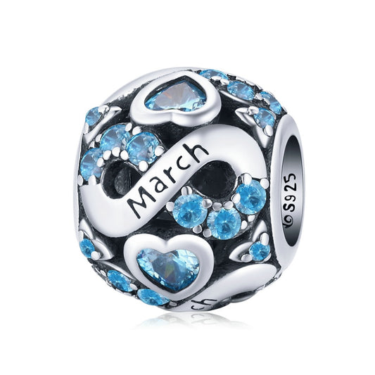 Infinite Love March Birthstone Bead Charm - Charmadise