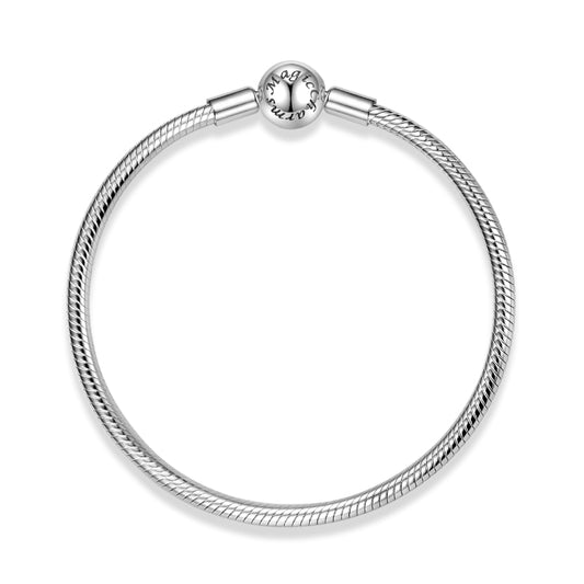 Sterling Silver Snake Chain Bracelet with Round Clasp - Charmadise
