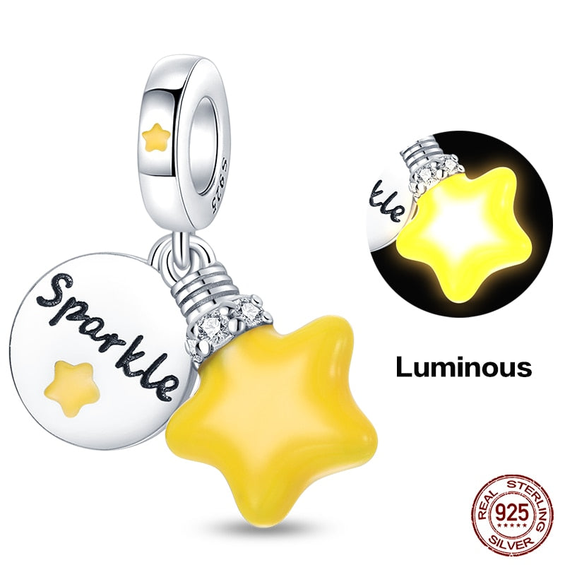 Yellow Star Luminous Charm Beads (Glows in the dark) - Charmadise